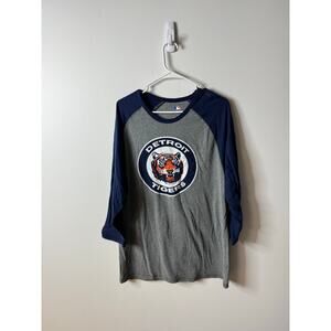 Detroit Tigers Baseball Raglan Henley 3/4 Sleeve Shirt Sz: Large